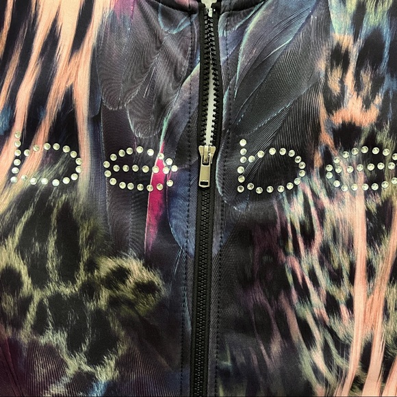 Bebe Tropical Print Stretch Bomber Jacket - Picture 10 of 16